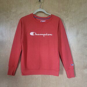 Champion Pullover Fleece Sweatshirt Orange Coral Size Small